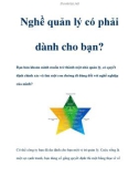 Nghề quản lý có phải dành cho bạn?