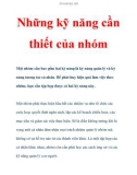 Những kỹ năng cần thiết của nhóm