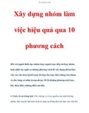 Xây dựng nhóm làm việc hiệu quả qua 10 phương cách