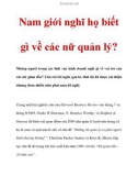 Nam giới nghĩ họ biết gì về các nữ quản lý?