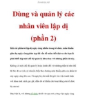 Dùng và quản lý các nhân viên lập dị (phần 2)