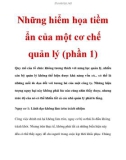 Những hiểm họa tiềm ẩn của một cơ chế quản lý (phần 1)