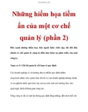 Những hiểm họa tiềm ẩn của một cơ chế quản lý (phần 2)