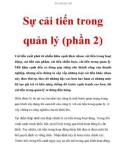 Sự cải tiến trong quản lý (phần 2)