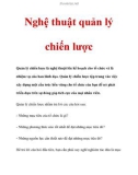 Nghệ thuật quản lý chiến lược