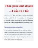 Thói quen kinh doanh với 4 xấu và 7 tốt