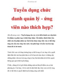 Tuyển dụng chức danh quản lý và ứng viên nào thích hợp?