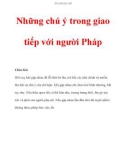 Những chú ý trong giao tiếp với người Pháp