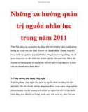 Những xu hướng quản trị nguồn nhân lực trong năm 2011