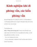 Kinh nghiệm khi đi phỏng vấn, các kiểu phỏng vấn