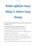 Kinh nghiệm hoạt động ở nhóm lang thang