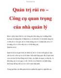 Quản trị rủi ro – Công cụ quan trọng của nhà quản lý