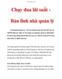 Chạy đua lãi suất Bản lĩnh nhà quản lý