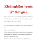 Kinh nghiệm về 'quản lý' thời gian