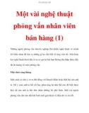 Một vài nghệ thuật phỏng vấn nhân viên bán hàng (1)