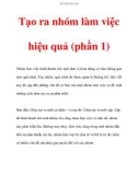 Tạo ra nhóm làm việc hiệu quả (phần 1)