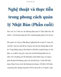 Nghệ thuật và thực tiễn trong phong cách quản lý Nhật Bản (Phần cuối)