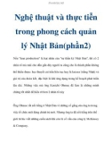 Nghệ thuật và thực tiễn trong phong cách quản lý Nhật Bản(phần2)