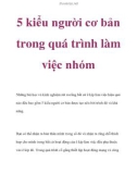 5 kiểu người cơ bản trong quá trình làm việc nhóm