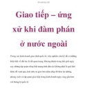 Giao tiếp – ứng xử khi đàm phán ở nước ngoài