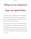 Nâng cao kỹ năng hoà hợp với người khác