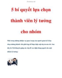 5 bí quyết lựa chọn thành viên lý tưởng cho nhóm