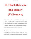 10 Thách thức của nhà quản lý