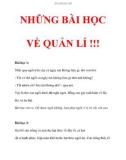 NHỮNG BÀI HỌC VỀ QUẢN LÍ !!!