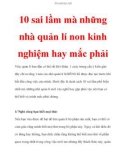 10 sai lầm mà những nhà quản lí non kinh nghiệm hay mắc phải