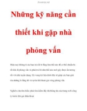 Những kỹ năng cần thiết khi gặp nhà phỏng vấn