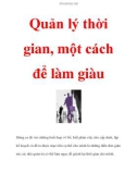 Quản lý thời gian, một cách để làm giàu