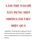 LÀM THẾ NÀO ĐỂ XÂY DỰNG MỘT NHÓM LÀM VIỆC HIỆU QUẢ