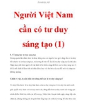 Người Việt Nam cần có tư duy sáng tạo (1)