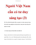 Người Việt Nam cần có tư duy sáng tạo (3)