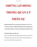 NHỮNG LỖ HỔNG TRONG QUẢN LÝ NHÂN SỰ