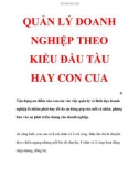 QUẢN LÝ DOANH NGHIỆP THEO KIỂU ĐẦU TÀU HAY CON CUA