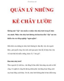 QUẢN LÝ NHỮNG KẺ CHÂY LƯỜI!