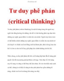 Tư duy phê phán (critical thinking)