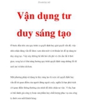 Vận dụng tư duy sáng tạo