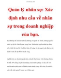 Quản lý nhân sự: Xác định nhu cầu về nhân sự trong doanh nghiệp của bạn.