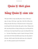 Quản lý thời gian bằng Quản lý cảm xúc