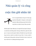 Nhà quản lý và công cuộc tìm giữ nhân tài