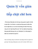 Quản lý vốn gián tiếp chặt chẽ hơn