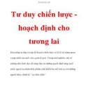 Tư duy chiến lược hoạch định cho tương lai