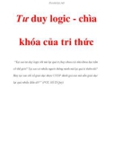 Tư duy logic - chìa khóa của tri thức