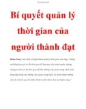 Bí quyết quản lý thời gian của người thành đạt