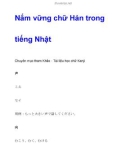 Nắm vững chữ Hán trong tiếng Nhật(bài 1)