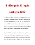 4 kiểu quản lý 'ngân sách gia đình