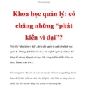 Khoa học quản lý: có chăng là những 'phát kiến vĩ đại'?