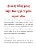 Quản lý bằng pháp luật: trở ngại từ phía người dân